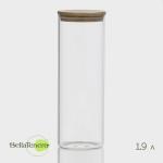 Банка для сыпучих BellaTenero «Эко», 1.9 л, 10?28.5 см, с бамбуковой крышкой, стекло, прозрачная