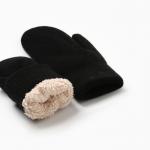 Варежки вязаные женские MINAKU, чёрные, размер 22 см