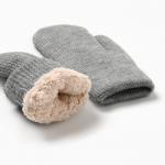 Варежки вязаные женские MINAKU, серые, размер 22 см