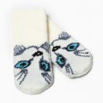 Варежки женские Baranowool, белые, размер 18