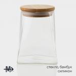 Банка для сыпучих Magistro «Эко. Трапеция», 550 мл, 8.5?12.5 см, с бамбуковой крышкой, стекло