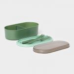 Ланч - бокс для еды двухуровневый с крышкой «Милитари», 17.5?9.2?6 см, 430 мл, 270 мл, столовые приборы, пластик, зелёный