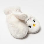 Варежки подростковые меховые MINAKU «Корона», цвет молочный, размер 19