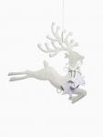 Ёлочная игрушка «Зимнее волшебство. Олень бегущий со звёздами» пластик, 22?24 см, белый
