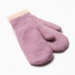 Варежки женские меховые MINAKU опушка, размер 22 см, сиреневые