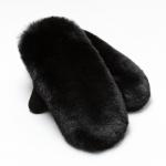 Варежки женские меховые MINAKU объемные, размер 23 см, чёрные