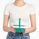 Корзина плетёная для хранения «Новогодняя», 15?12?7.5 см, ручка h=17.5 см, зелёная