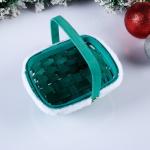 Корзина плетёная для хранения «Новогодняя», 15?12?7.5 см, ручка h=17.5 см, зелёная