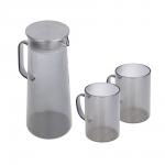 SATOSHI Графит Кувшин для воды 1,8л, 2 кружки 200мл, стекло, нерж.сталь