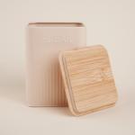 Банка для сахара «Сан-Лоренцо», 10?13 см, с бамбуковой крышкой, сталь, розовая