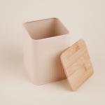 Банка для сахара «Сан-Лоренцо», 10?13 см, с бамбуковой крышкой, сталь, розовая