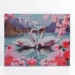 Алмазная вышивка полное заполнение «Лебеди», на раме, 40?50 см