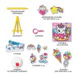 Алмазная мозаика 4в1 для детей. Создание стикеров, магнитов, брелоков и картины «Сказочные Единорожки», набор для творчества