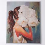 Алмазная вышивка полное заполнение «Девушка с букетом», на раме, 40?50 см