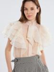 Блузка из органзы с рюшами и бантом OD-929-4 молочный