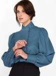 Блуза-косоворотка много пуговиц OD-550-14 серо-зеленый-голубой (морская волна)
