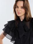 Блузка из органзы с рюшами и бантом OD-929-3 черный