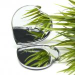 Зеркальце Сердце с накладкой из нефрита, серебристое