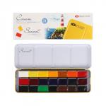 Акварель художественная в кюветах, 21 цвет ? 2.5 мл, ЗХК «Сонет», в металлическом пенале, 351101514