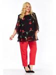 Блуза Элль стиль 2213/11а черный, принт цветы