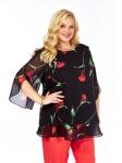 Блуза Элль стиль 2213/11а черный, принт цветы