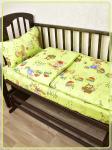 Детское постельное белье бязь Зайчики с корзинкой вид 3 зеленый