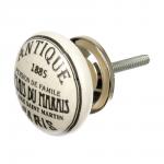 BLUMEN HAUS Ручка керамическая для мебели "Antique", цвет белый, рисунок серый