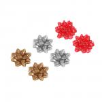 Набор бантов тм СНОУ БУМ принт снежинки, 10 см, 2 шт на подложке, ПП, 3 диз.