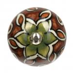 BLUMEN HAUS Ручка керамическая для мебели "Индийский узор", ручная роспись, цвет разноцветный