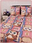 Детское постельное белье бязь Совиный домик вид 1/3 бежево-розовый