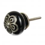 BLUMEN HAUS Ручка керамическая для мебели "Антиквариат-серебро", цвет черный, серебряный