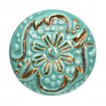 BLUMEN HAUS Ручка керамическая для мебели "Римская", цвет бирюзовый, рисунок золотой