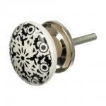 BLUMEN HAUS Ручка керамическая для мебели "Узоры", цвет белый, рисунок черный