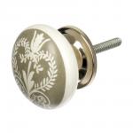 BLUMEN HAUS Ручка керамическая для мебели "Тюльпан", цвет серый, рисунок серый