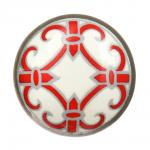 BLUMEN HAUS Ручка металлическая для мебели "Мальтийский узор", цвет белый, рисунок красный