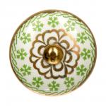 BLUMEN HAUS Ручка металлическая для мебели "Зеленый чай", цвет зеленый, рисунок золотой