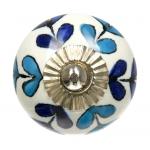 BLUMEN HAUS Ручка керамическая для мебели "Люпин", ручная роспись, цвет белый, рисунок голубой