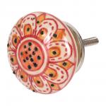 BLUMEN HAUS Ручка керамическая для мебели "Подсолнух оранжевый", ручная роспись, цвет разноцветный