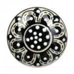 BLUMEN HAUS Ручка керамическая для мебели "Подсолнух чёрный", ручная роспись, цвет черно-белый