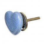 BLUMEN HAUS Ручка керамическая для мебели "Сердце", цвет серо-голубой