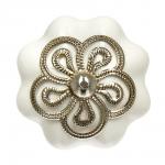 BLUMEN HAUS Ручка керамическая для мебели "Цветок антиквариат", цвет белый, серебряный