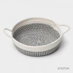 Корзина для хранения LaDо?m «Визави», плетёная, ручной работы, с ручками, хлопок, 34?25?7 см, серая