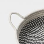 Корзина для хранения LaDо?m «Визави», плетёная, ручной работы, с ручками, хлопок, 34?25?7 см, серая