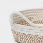 Корзина для хранения LaDо?m «Визави», плетёная, ручной работы, с ручками, хлопок, 34?24?7 см, бежевая