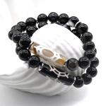 Браслет Дзи Колесо Фортуны цилиндр 10*29мм с агатом глазковым шарик 10мм, 18см