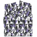 КПБ евро, поплин, 100% хлопок, пл. 118 гр./кв.м., 'Треугольники фиолетовые' Пододеяльник 205*217, простыня 217х240, наволочка 70*70 (2 шт.)