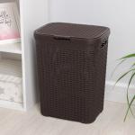 Корзина бельевая «Ротанг», 40 л, 29.5?37.8?48.2 см, с крышкой, коричневая