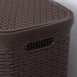 Корзина бельевая «Ротанг», 40 л, 29.5?37.8?48.2 см, с крышкой, коричневая