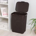 Корзина бельевая «Ротанг», 40 л, 29.5?37.8?48.2 см, с крышкой, коричневая