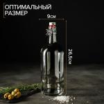 Бутылка, 1 л, с бугельным замком, стекло, прозрачная